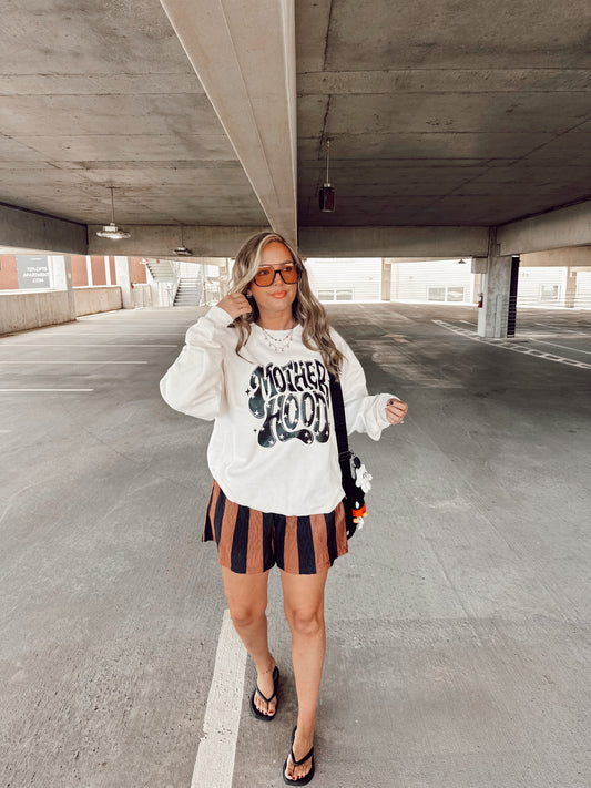 Black & Brown Striped Flowy SHORTS