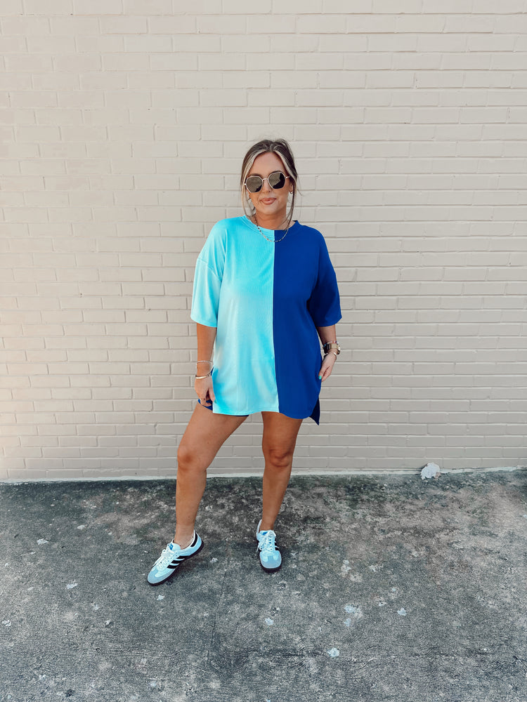 Feelin Blue Spliced Ribbed Catlyn Shorts Set