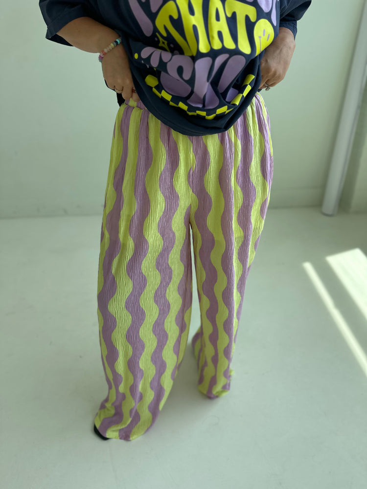Yellow X purple wavy Flowy PANTS
