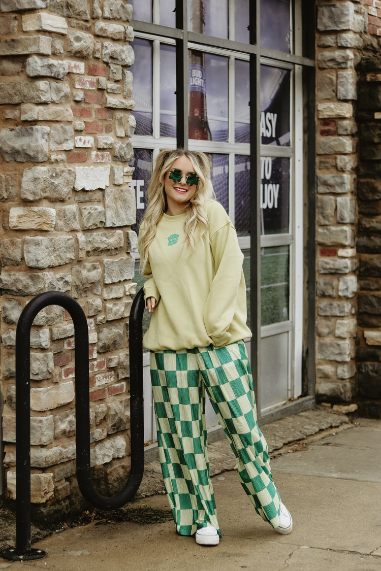 Checkmate Wide Leg Pant — (Green)