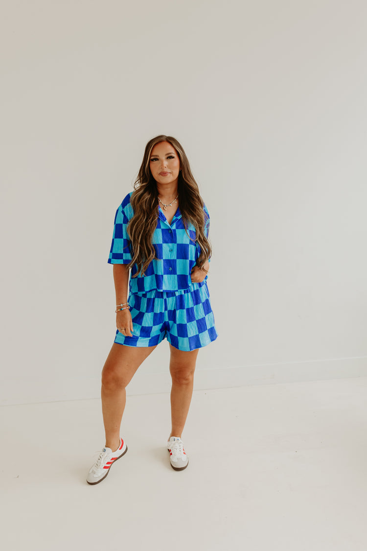 Blue Checkmate SS Top