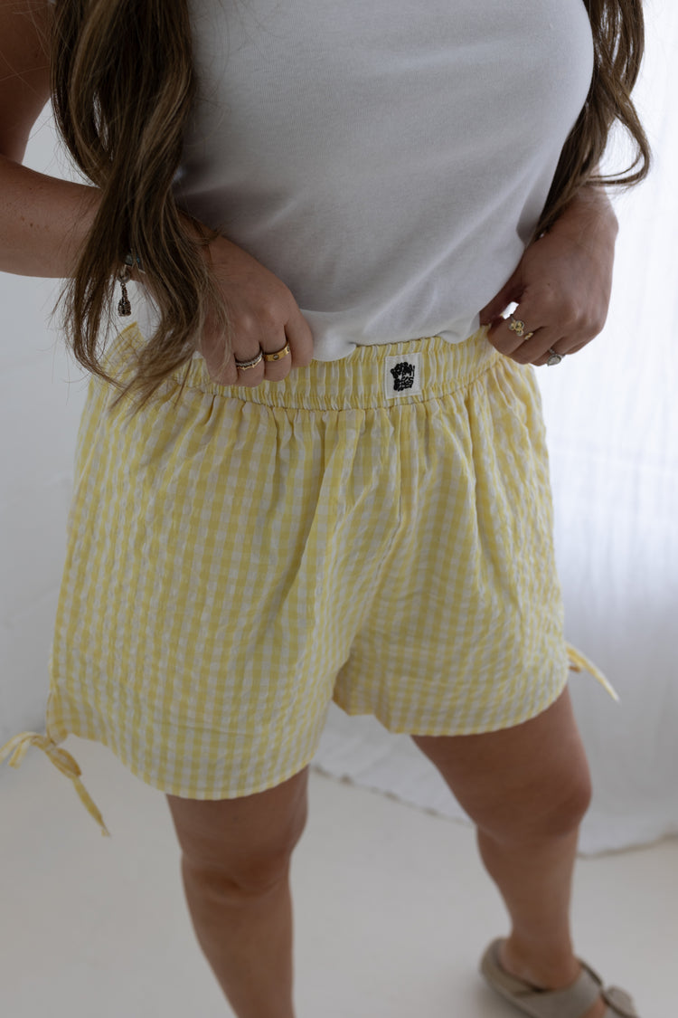 Banana Gingham Boxer Shorts w/ tie