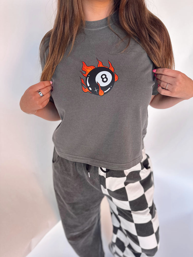 FLAMING 8BALL TEE! (Cropped or full length)