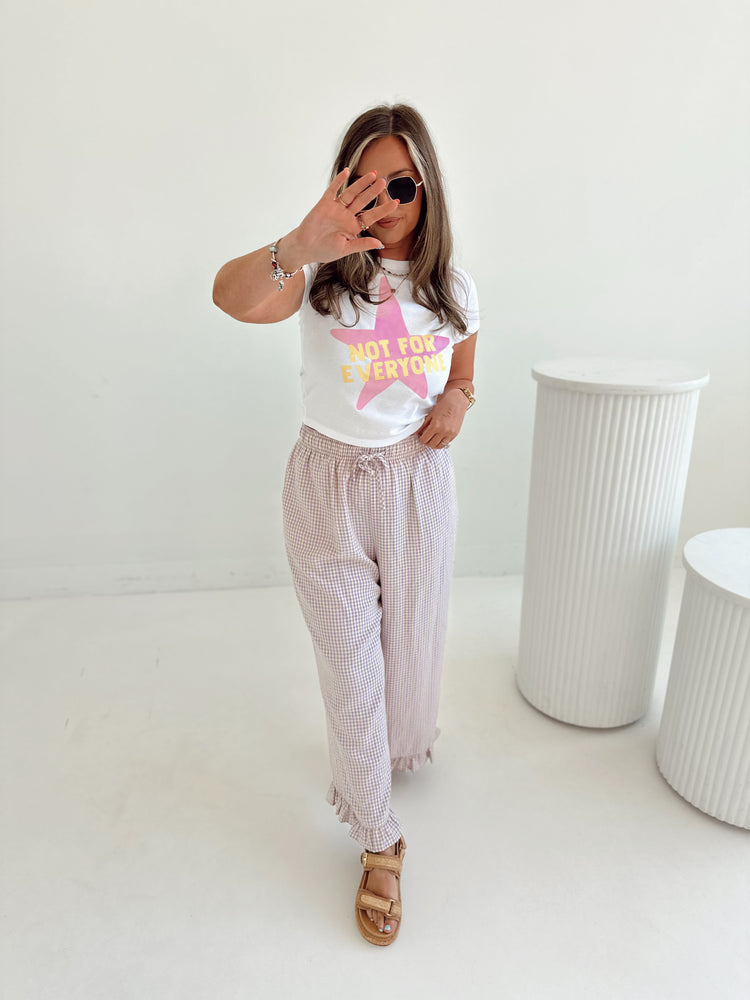 Purple X Yellow Gingham Cropped Ruffle Boxer Pants