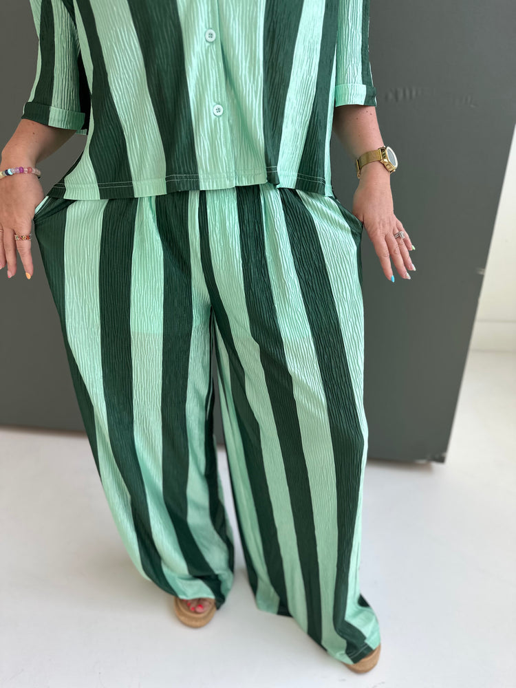 Green & Mint Striped Flowy PANTS