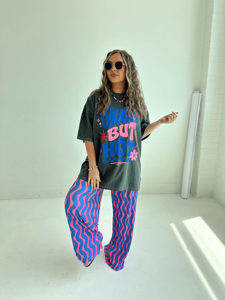 Blue X Pink wavy Flowy PANTS