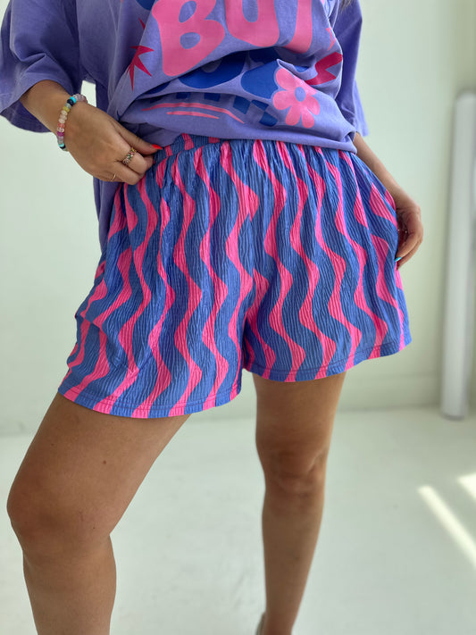 Blue X Pink Wavy Flowy SHORTS