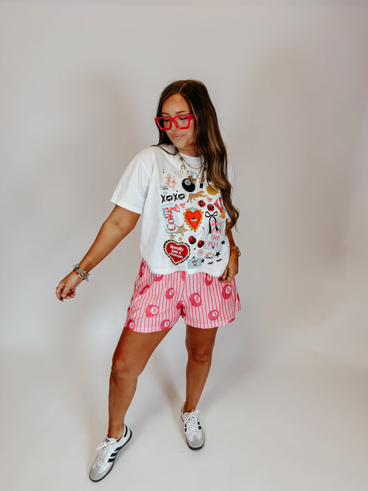 Pink 8ball/stripe Flowy Shorts