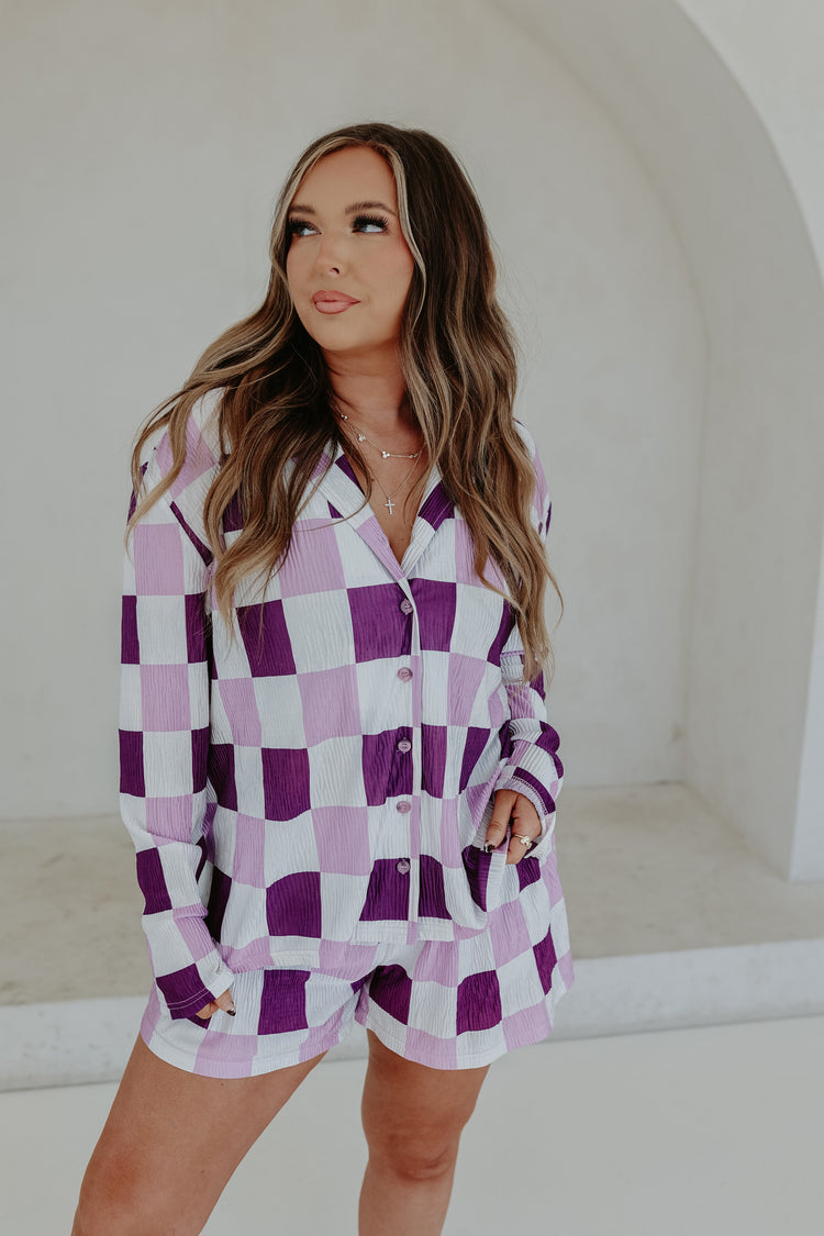 Pretty Purple Checkmate TOP LS