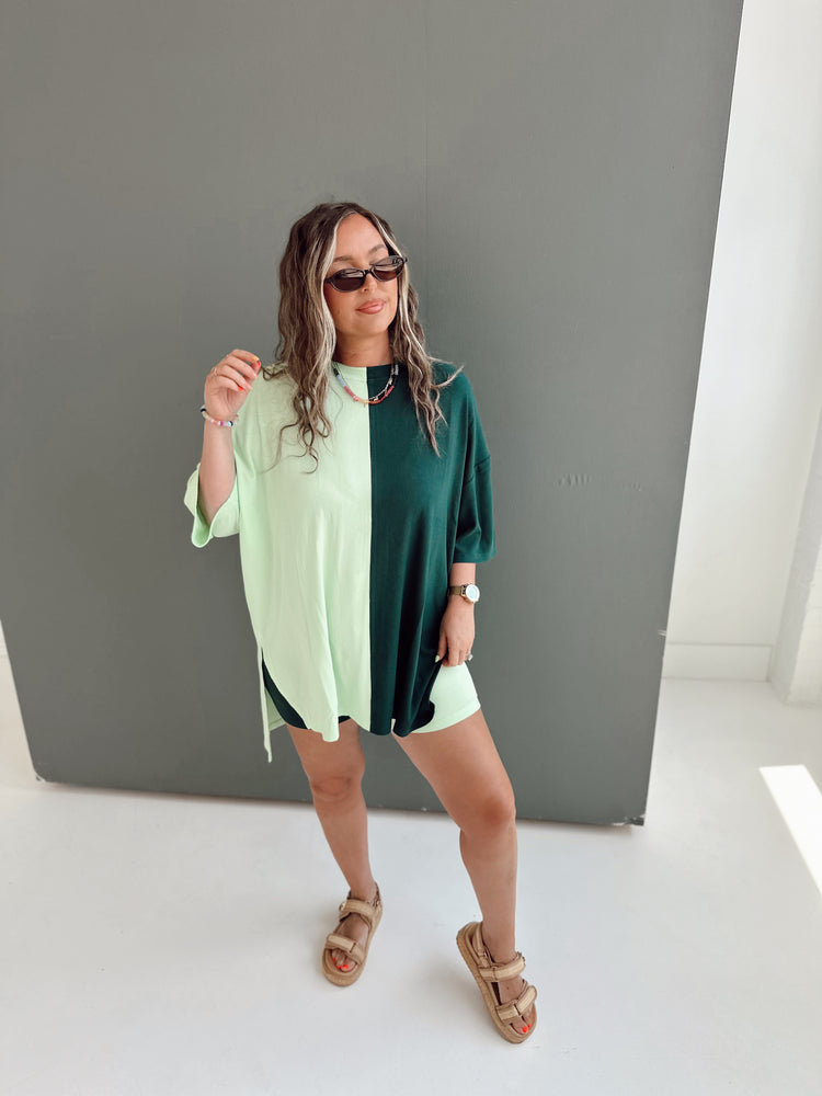ENVY GREEN SPLICED RIBBED CATLYN SET