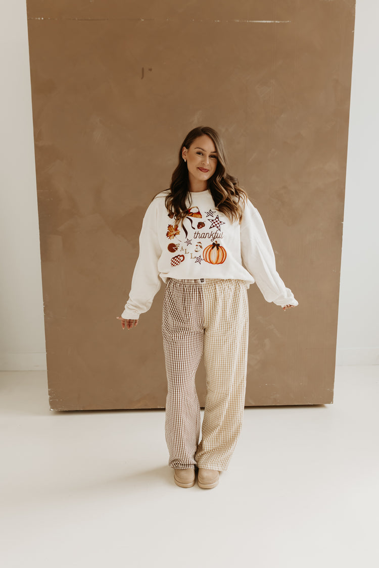 Brown Gingham Splice Boxer PANTS