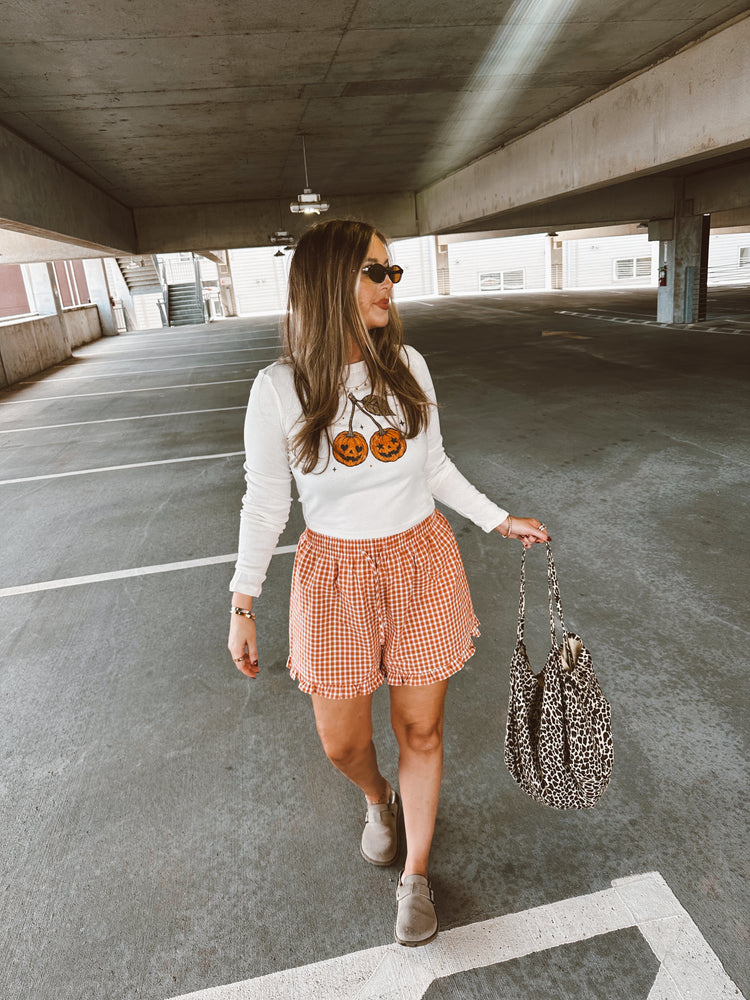 Pumpkin Cherries Long Sleeve Baby Tee (Ivory)