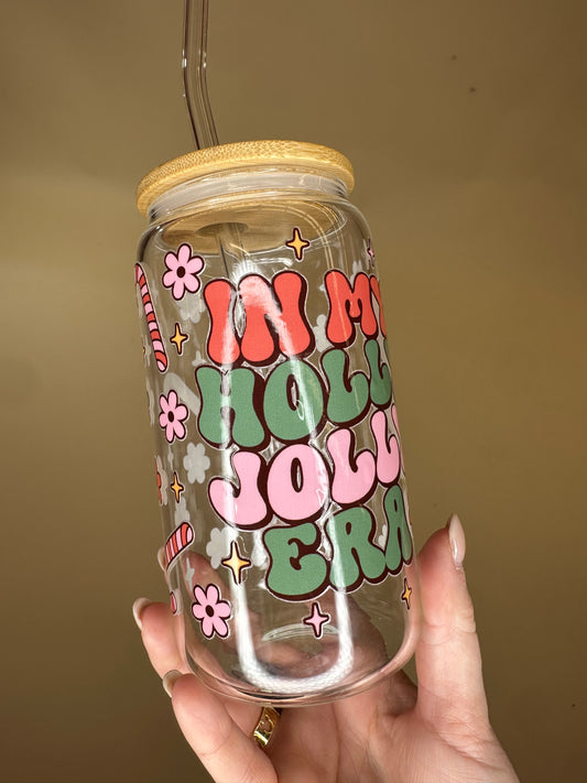 IN MY HOLLY JOLLY ERA GLASS TUMBLER 16oz