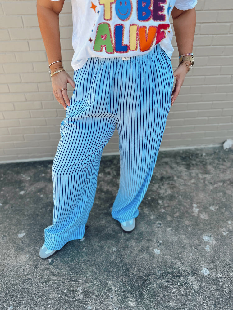 Baby Blue Stripe Boxer Pants