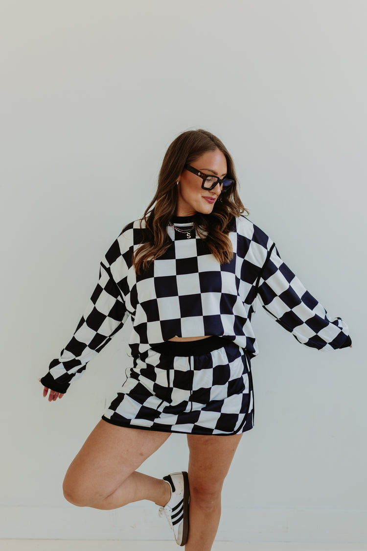 B&W Checkered Soft LS Top