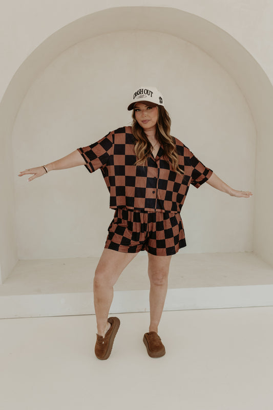 Black and Brown Checkmate SHORTS