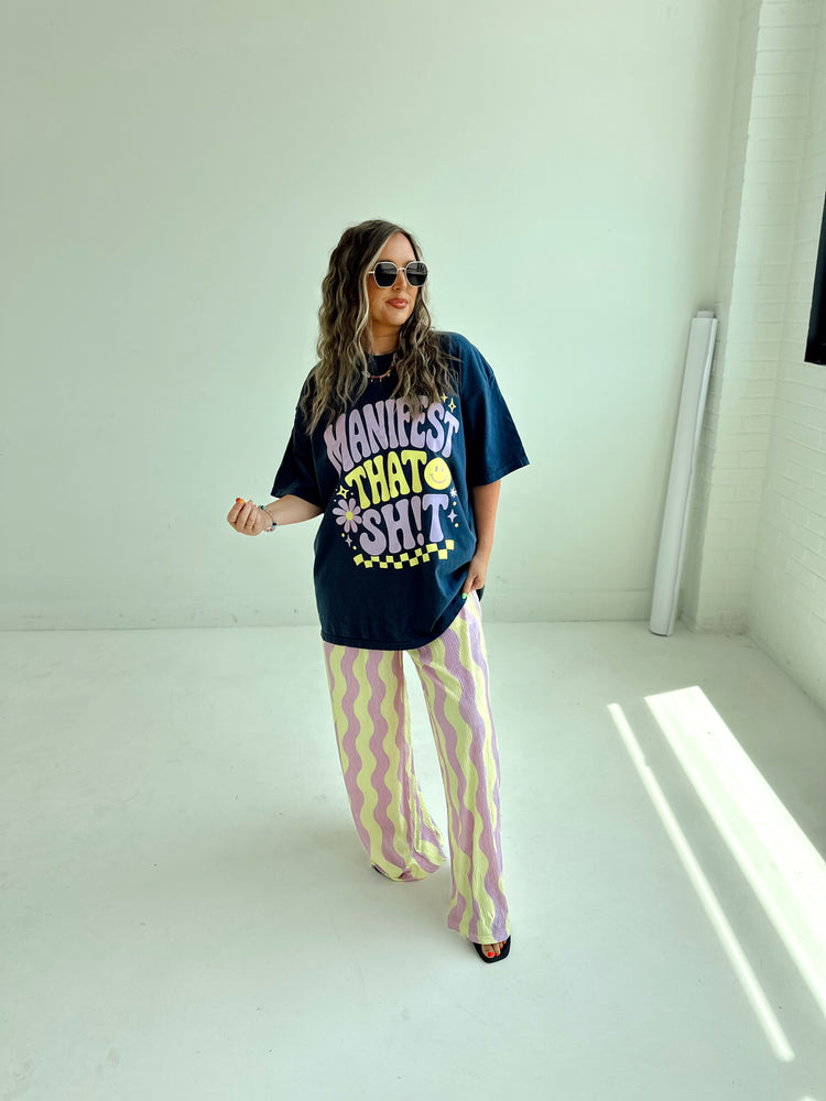 Yellow X purple wavy Flowy PANTS