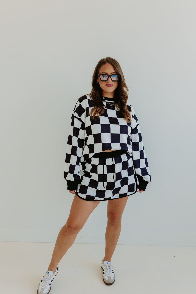 B&W Checkered Soft LS Top