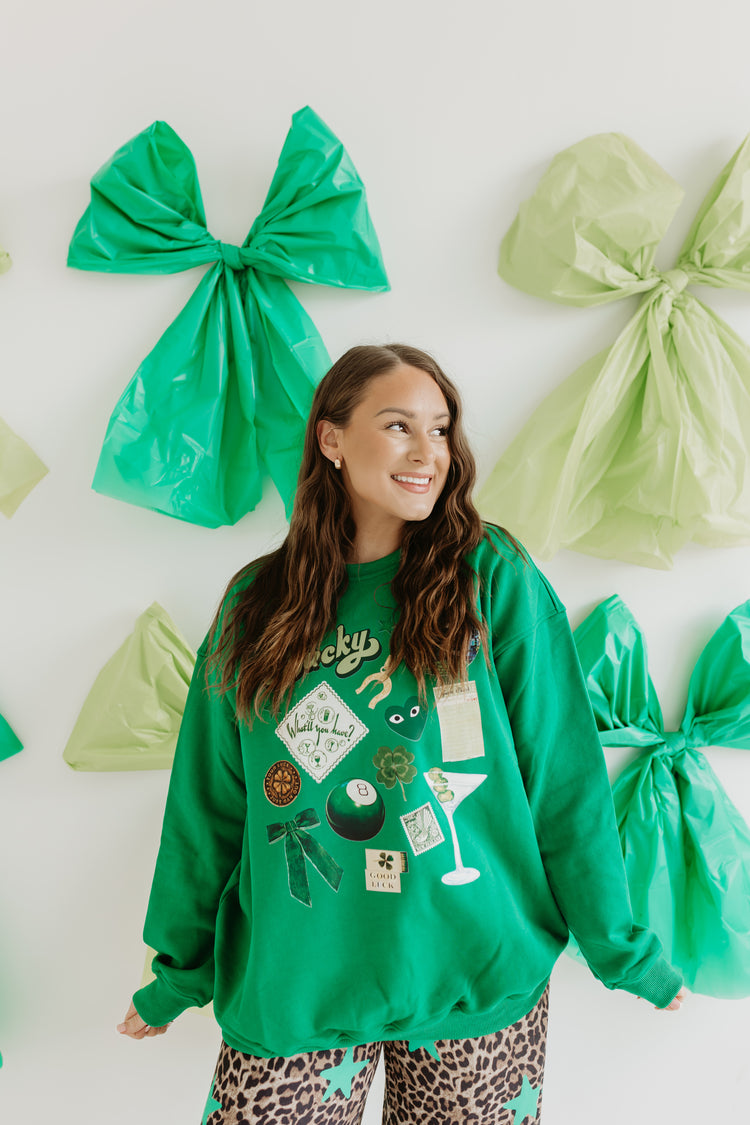 FEELIN LUCKY OVERSIZED SWEATSHIRT (GREEN)
