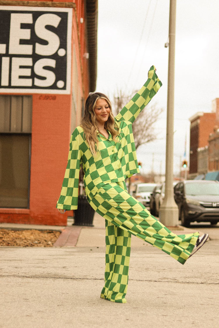 Checkmate Wide Leg Pant —  (Green)