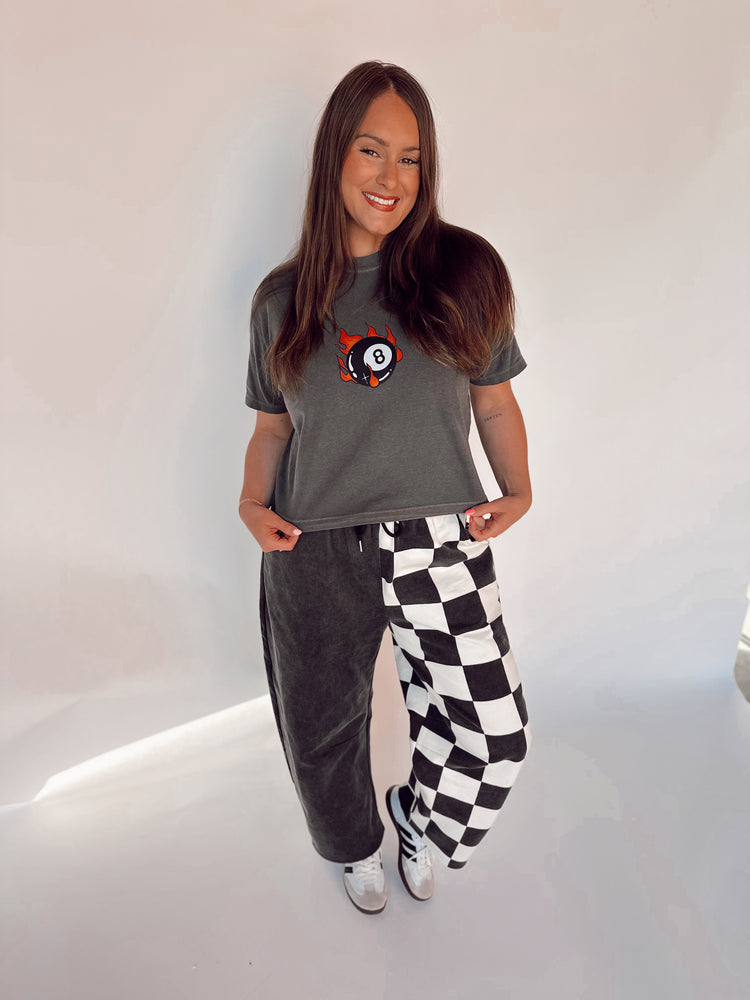 FLAMING 8BALL TEE! (Cropped or full length)