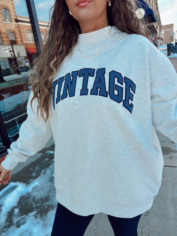 VINTAGE Mock Neck Oversized Crewneck (Oatmeal)