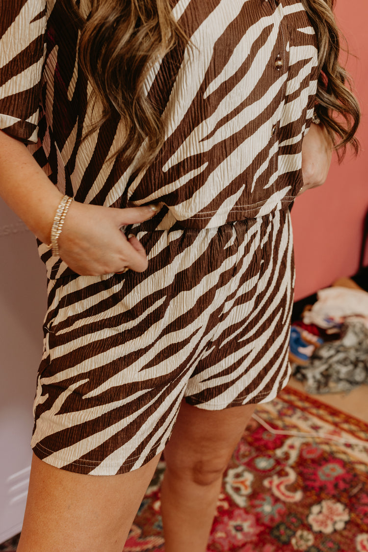 Zebra Flowy Shorts (BROWN & TAN)