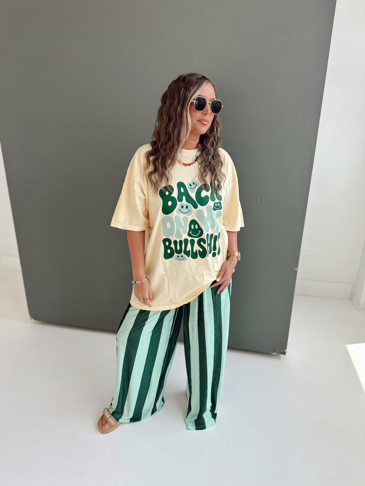 Green & Mint Striped Flowy PANTS