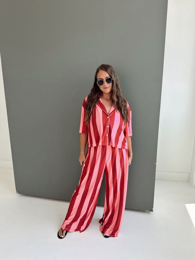 Raspberry Striped Flowy PANTS