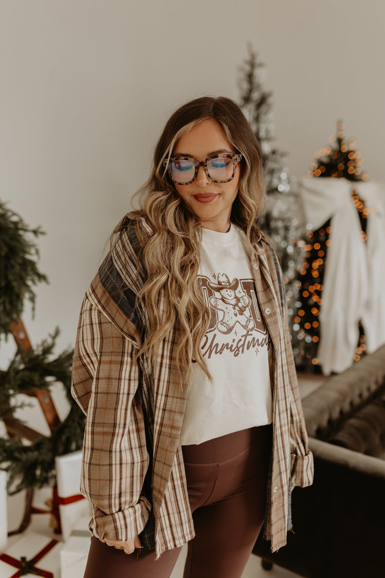 FRAYED ESSENTIAL FLANNEL (LIGHT BROWN)
