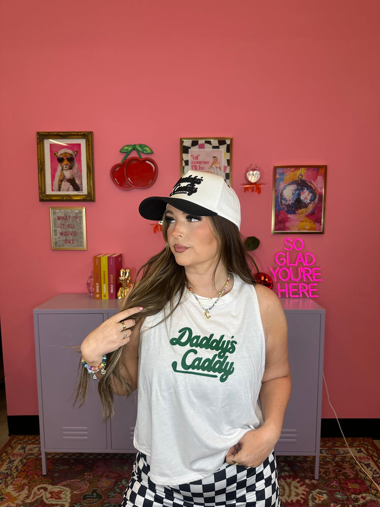 Razor Back Tank (daddy’s caddy white with green design)