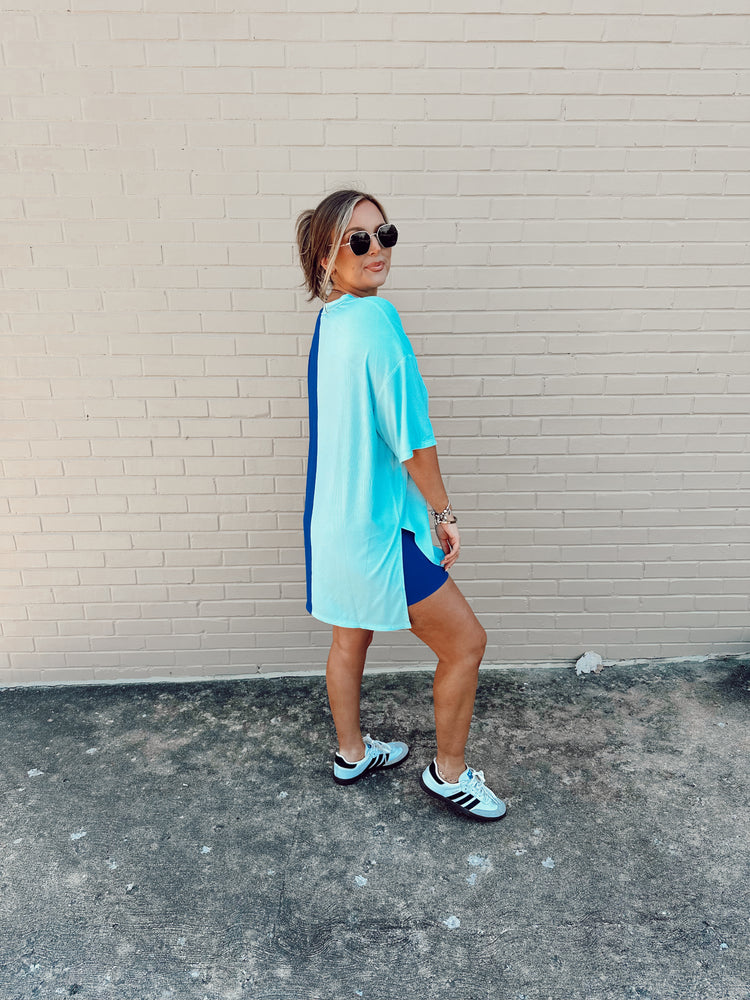 Feelin Blue Spliced Ribbed Catlyn Shorts Set