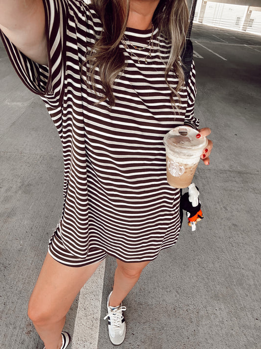 The Stripe Catlyn Set (deep brown)