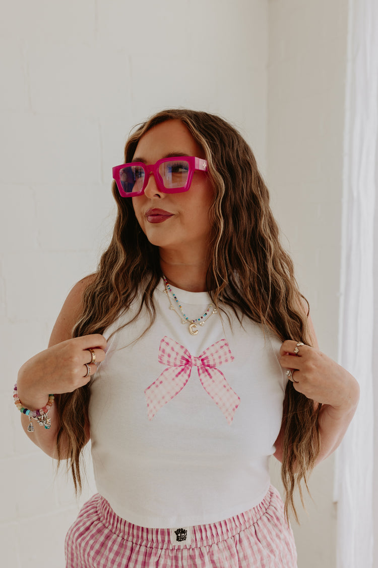 Bow Gingham Baby tee OR tank