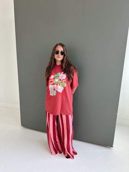 Raspberry Striped Flowy PANTS