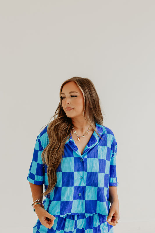 Blue Checkmate SS Top