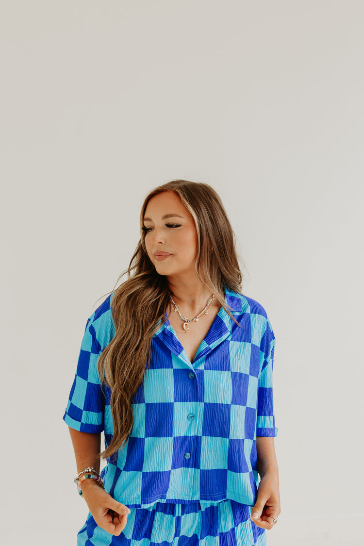 Blue Checkmate SS Top