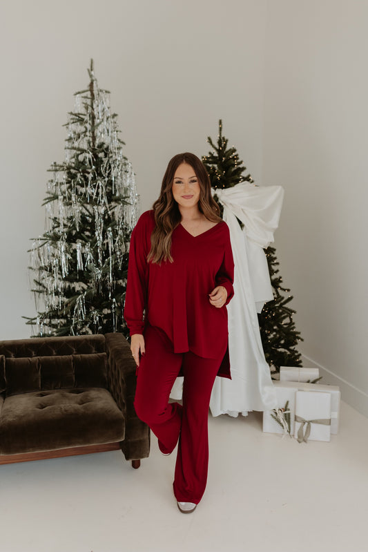LONG SLEEVE CATLYN PANTS SET (RED)