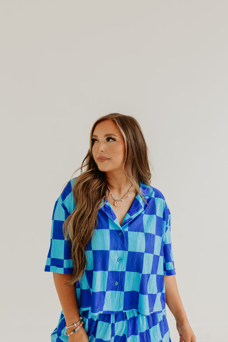 Blue Checkmate SS Top