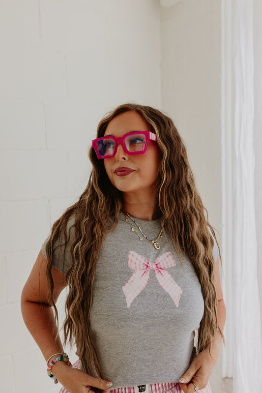 Bow Gingham Baby tee OR tank