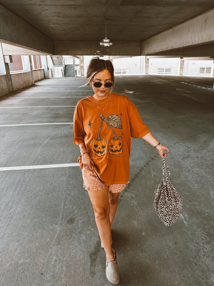 Orange Gingham Ruffle SHORTS