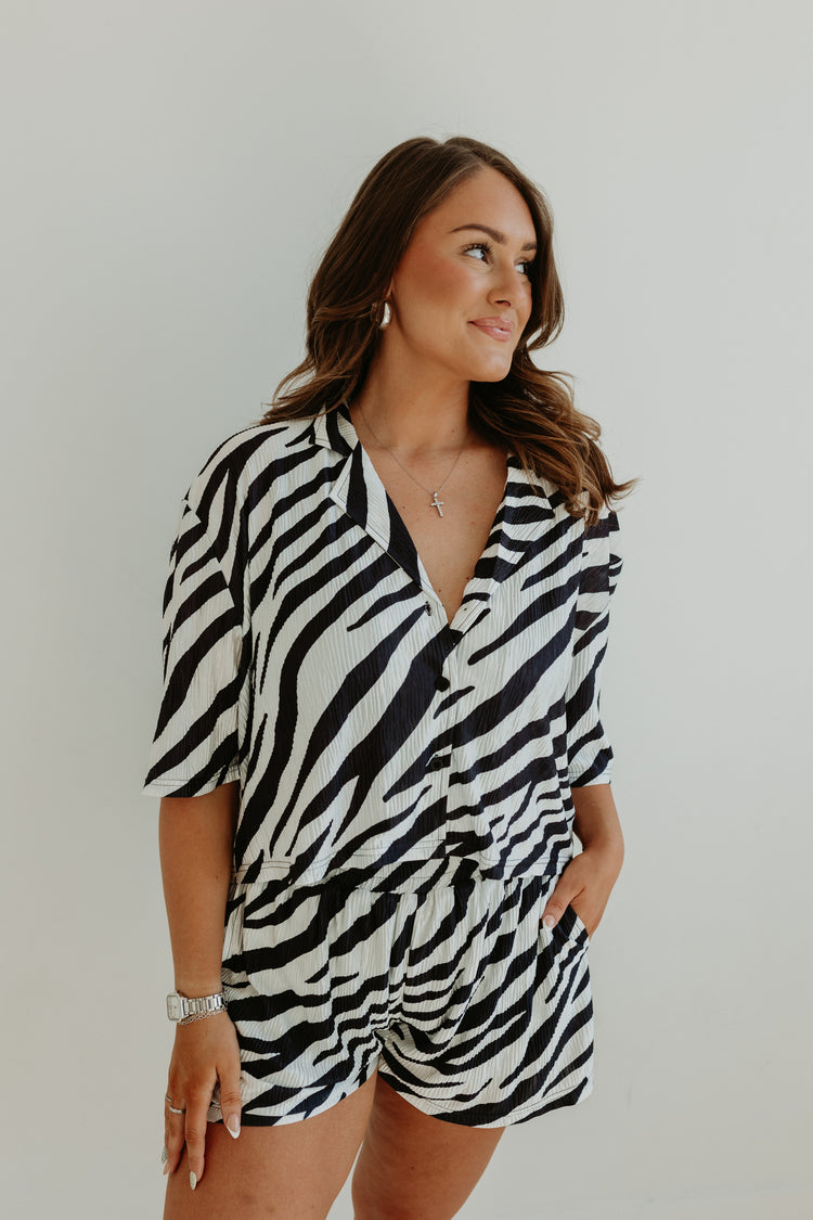 Zebra W&B Flowy cropped Top