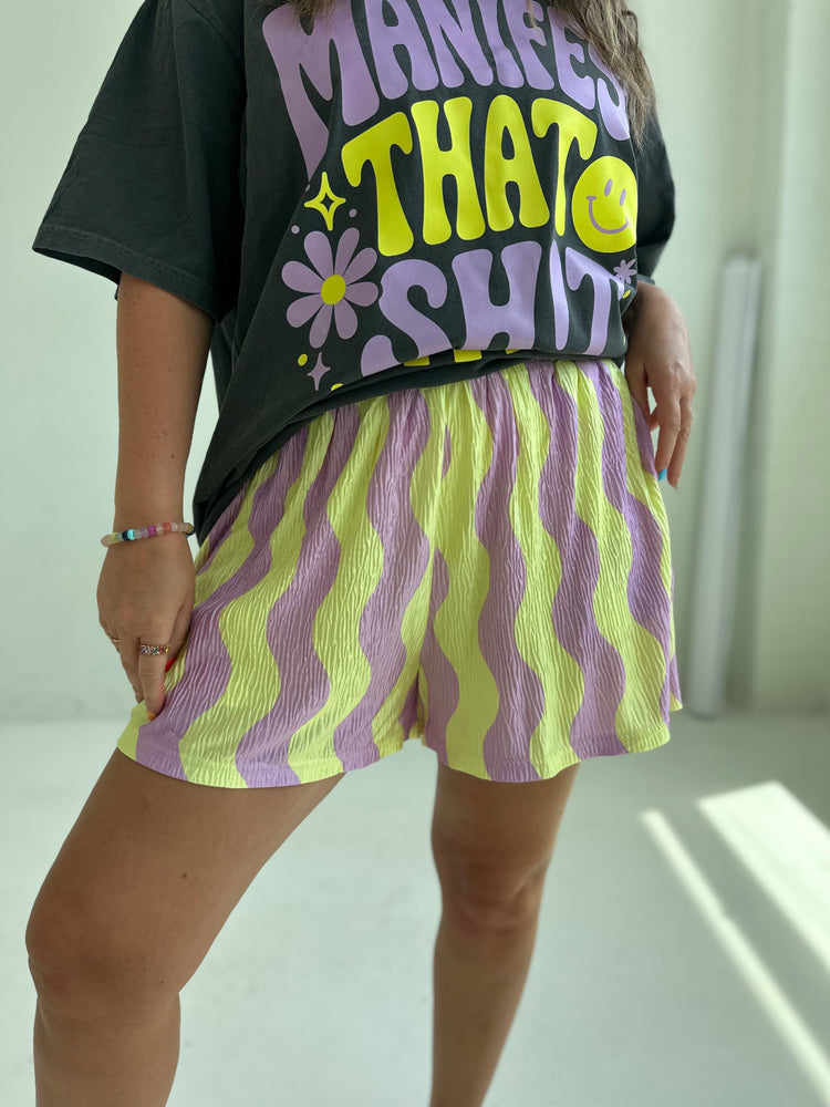 Yellow X purple Wavy Flowy SHORTS