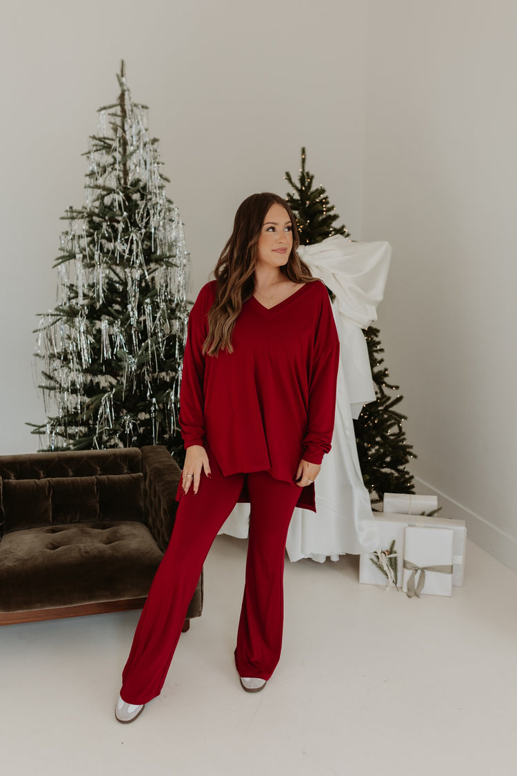 LONG SLEEVE CATLYN PANTS SET (RED)