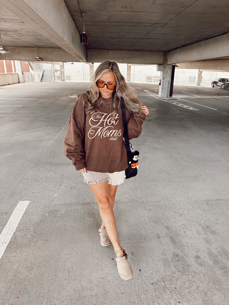Hot Moms Club -Tan- Sweatshirt (Chocolate Brown)