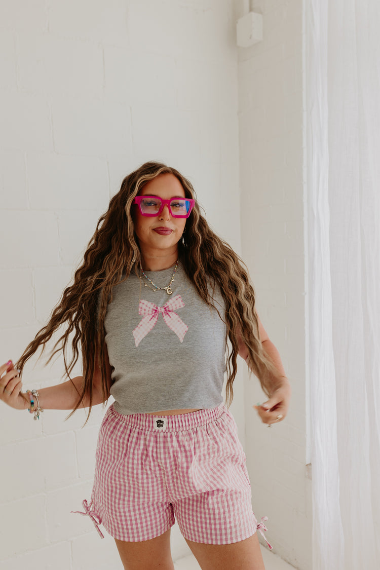 Bow Gingham Baby tee OR tank