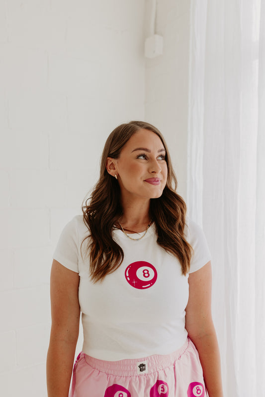 PINK 8 ball Baby tee