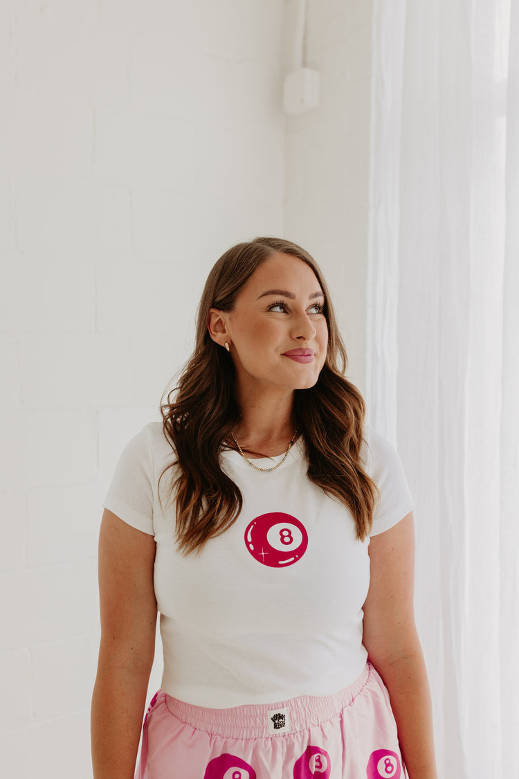 PINK 8 ball Baby tee