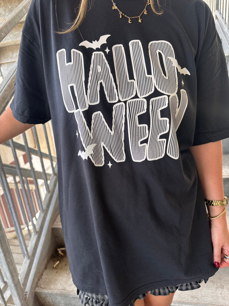 Striped Halloween Graphic Tee (Black)