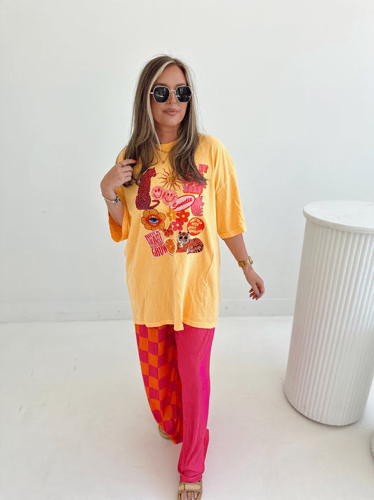 HOT Pink and Orange Spliced Flowy PANTS